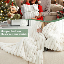 Load image into Gallery viewer, Soft Striped Cozy Fluffy Plush Gift Blankets,Faux Fur Throw Blanket