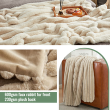 Load image into Gallery viewer, Soft Striped Cozy Fluffy Plush Gift Blankets,Faux Fur Throw Blanket