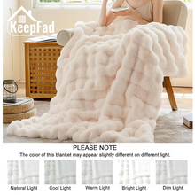 Load image into Gallery viewer, Double-Sided Thick Bubble Plush Throw Blanket, Cozy & Soft for All Seasons