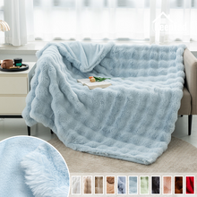 Load image into Gallery viewer, Double-Sided Thick Bubble Plush Throw Blanket, Cozy & Soft for All Seasons