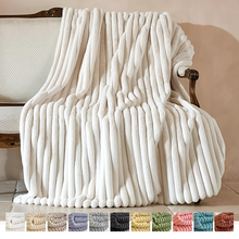 Load image into Gallery viewer, Soft Striped Cozy Fluffy Plush Gift Blankets,Faux Fur Throw Blanket