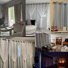 Load image into Gallery viewer, Sheer Grommet Curtains with Insulated Blackout Lining, Window Curtain Panels, Wheat - Curtain with Sheer Overlay, Elegant Blackout Curtains for Bedroom