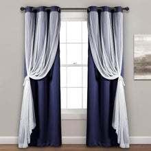 Load image into Gallery viewer, Sheer Grommet Curtains with Insulated Blackout Lining, Window Curtain Panels, Wheat - Curtain with Sheer Overlay, Elegant Blackout Curtains for Bedroom