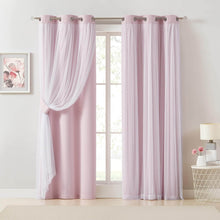 Load image into Gallery viewer, Sheer Grommet Curtains with Insulated Blackout Lining, Window Curtain Panels, Wheat - Curtain with Sheer Overlay, Elegant Blackout Curtains for Bedroom