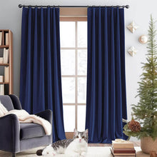 Load image into Gallery viewer, Luxury Navy Velvet Blackout Curtains - 99% Light Blocking & Thermal Insulated for Bedroom | Noise Reducing & Energy Saving