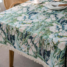 Load image into Gallery viewer, Cotton linen tablecloth, fringe Bohemian rectangular Table Covers