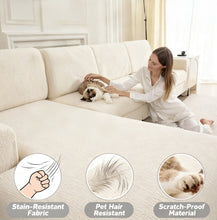 Load image into Gallery viewer, Linen Cotton Sectional Couch Cushion Covers - Stretch Washable Soft Sofa Seat & Back Covers, 3-Piece Furniture Protector for Pets