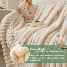 Load image into Gallery viewer, Soft Striped Cozy Fluffy Plush Gift Blankets,Faux Fur Throw Blanket