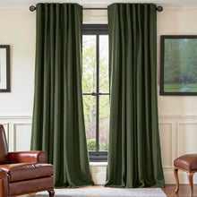 Load image into Gallery viewer, Luxury Green Velvet Blackout Curtains - 99% Light Blocking & Thermal Insulated for Bedroom | Noise Reducing & Energy Saving