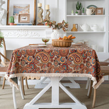 Load image into Gallery viewer, Cotton linen tablecloth, fringe Bohemian rectangular Table Covers