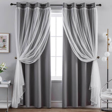 Load image into Gallery viewer, Sheer Grommet Curtains with Insulated Blackout Lining, Window Curtain Panels, Wheat - Curtain with Sheer Overlay, Elegant Blackout Curtains for Bedroom