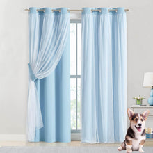 Load image into Gallery viewer, Sheer Grommet Curtains with Insulated Blackout Lining, Window Curtain Panels, Wheat - Curtain with Sheer Overlay, Elegant Blackout Curtains for Bedroom