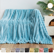 Load image into Gallery viewer, Soft Striped Cozy Fluffy Plush Gift Blankets,Faux Fur Throw Blanket