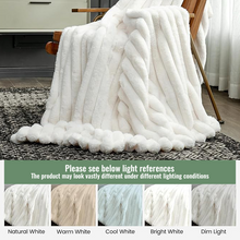 Load image into Gallery viewer, Soft Striped Cozy Fluffy Plush Gift Blankets,Faux Fur Throw Blanket