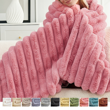 Load image into Gallery viewer, Soft Striped Cozy Fluffy Plush Gift Blankets,Faux Fur Throw Blanket