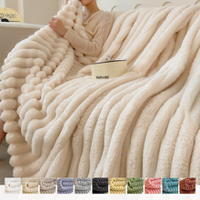 Load image into Gallery viewer, Soft Striped Cozy Fluffy Plush Gift Blankets,Faux Fur Throw Blanket