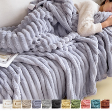 Load image into Gallery viewer, Soft Striped Cozy Fluffy Plush Gift Blankets,Faux Fur Throw Blanket