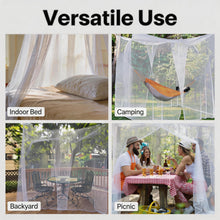 Load image into Gallery viewer, King Size Mosquito Net Netting for Bed & Outdoor Camping, Dual Door Net Canopy with Hanging Hardware