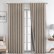 Load image into Gallery viewer, Linen Blackout Curtains - Thermal Insulated & Noise Reducing | 99% Light Blocking for Living Room