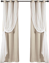 Load image into Gallery viewer, Sheer Grommet Curtains with Insulated Blackout Lining, Window Curtain Panels,  Wheat - Curtain with Sheer Overlay, Elegant Blackout Curtains for Bedroom
