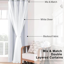 Load image into Gallery viewer, Sheer Grommet Curtains with Insulated Blackout Lining, Window Curtain Panels,  Wheat - Curtain with Sheer Overlay, Elegant Blackout Curtains for Bedroom

