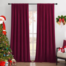 Load image into Gallery viewer, Luxury WineRed Velvet Blackout Curtains - 99% Light Blocking &amp; Thermal Insulated for Bedroom | Noise Reducing &amp; Energy Saving
