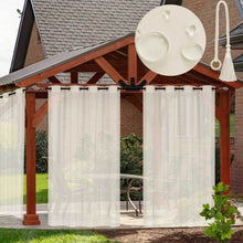 Load image into Gallery viewer, Waterproof Outdoor Sheer Curtains for Patio - 2 Panel Grommet Voile Curtains for Porch, Pergola, Cabana, Sun Shade - Lightweight Indoor/Outdoor Sheers for Living Room, Bedroom
