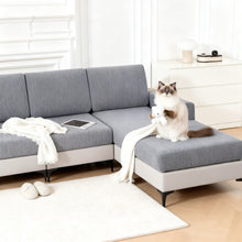 Load image into Gallery viewer, Linen Cotton Sectional Couch Cushion Covers - Stretch Washable Soft Sofa Seat &amp; Back Covers, 3-Piece Furniture Protector for Pets
