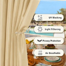 Load image into Gallery viewer, Extra Wide Outdoor Curtains, Waterproof and UV Blocking, Patio, Pergola, Gazebo
