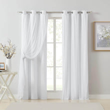 Load image into Gallery viewer, Sheer Grommet Curtains with Insulated Blackout Lining, Window Curtain Panels,  Wheat - Curtain with Sheer Overlay, Elegant Blackout Curtains for Bedroom
