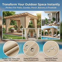 Load image into Gallery viewer, Windproof Patio Curtains: Weighted Bottom &amp; Fix Rope, No Flapping
