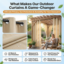 Load image into Gallery viewer, Windproof Patio Curtains: Weighted Bottom &amp; Fix Rope, No Flapping
