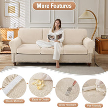 Load image into Gallery viewer, Linen Cotton Sectional Couch Cushion Covers - Stretch Washable Soft Sofa Seat &amp; Back Covers, 3-Piece Furniture Protector for Pets
