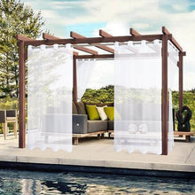 Load image into Gallery viewer, Waterproof Outdoor Sheer Curtains for Patio - 2 Panel Grommet Voile Curtains for Porch, Pergola, Cabana, Sun Shade - Lightweight Indoor/Outdoor Sheers for Living Room, Bedroom
