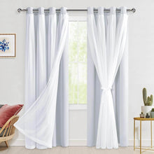 Load image into Gallery viewer, Sheer Grommet Curtains with Insulated Blackout Lining, Window Curtain Panels,  Wheat - Curtain with Sheer Overlay, Elegant Blackout Curtains for Bedroom
