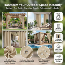 Load image into Gallery viewer, Waterproof Outdoor Curtains - Thermal Privacy for Patio, Porch &amp; Pool
