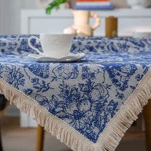 Load image into Gallery viewer, Cotton linen tablecloth, fringe Bohemian rectangular Table Covers
