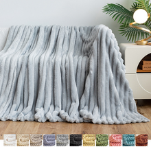 Load image into Gallery viewer, Soft and Warm Knitted Throw Blanket Luxurious Flag Stripe Design Cozy and Comfortable
