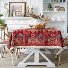 Load image into Gallery viewer, Cotton linen tablecloth, fringe Bohemian rectangular Table Covers
