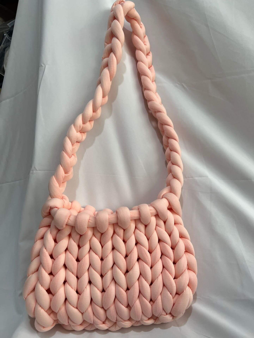 Diy Chunky Handbag,Thick Cotton Wool Woven Handbag, Handmade Coarse Wool Knitted Bucket Bag