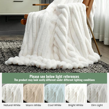 Load image into Gallery viewer, Soft Striped Cozy Fluffy Plush Gift Blankets,Faux Fur Throw Blanket
