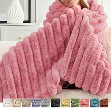 Load image into Gallery viewer, Soft Striped Cozy Fluffy Plush Gift Blankets,Faux Fur Throw Blanket
